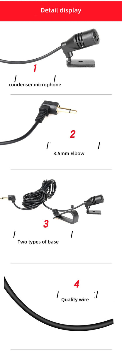 Bilstereomikrofon 3,5 mm Clip Jack-plugg Mic Stereo Mini trådbunden extern mikrofon för professionella DVD-radioproffs