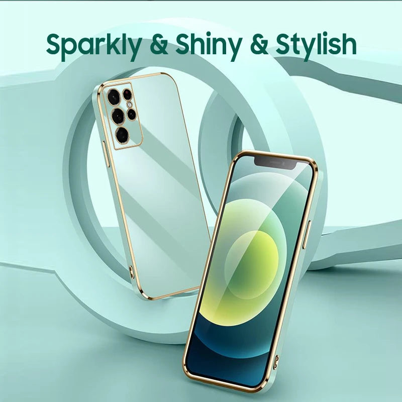 Electroplated Plating Square Frame Case For Samsung: Funda Cover