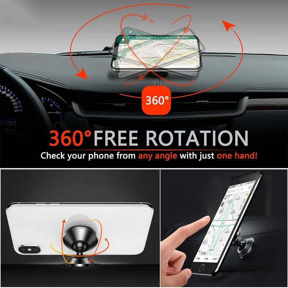 Magnetic Car Phone Holder with Dashboard or Wall Mount for iPhone, Samsung, and Xiaomi