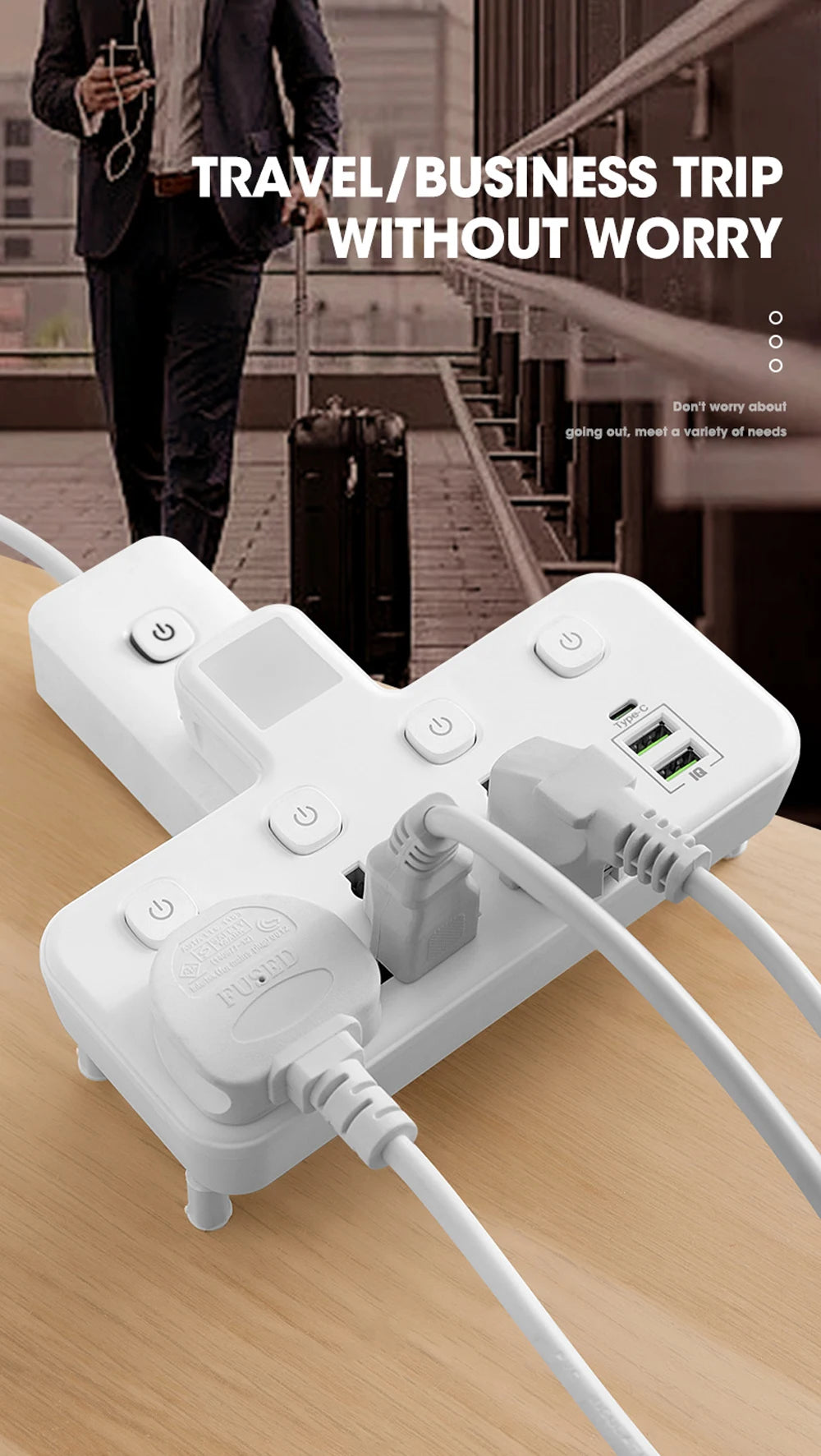 EU UK AU US Plug AC Outlet Power Strip Multiprise Wall Socket Universal Network Filter USB Cherger Separate Switch Light Adapter