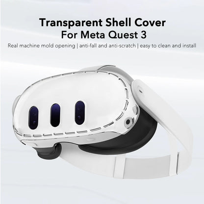 Transparent Shell Case For Meta Quest 3 Accessories,VR Headset Protective Cover Camera Lens Protector Tempered Glass For Quest3