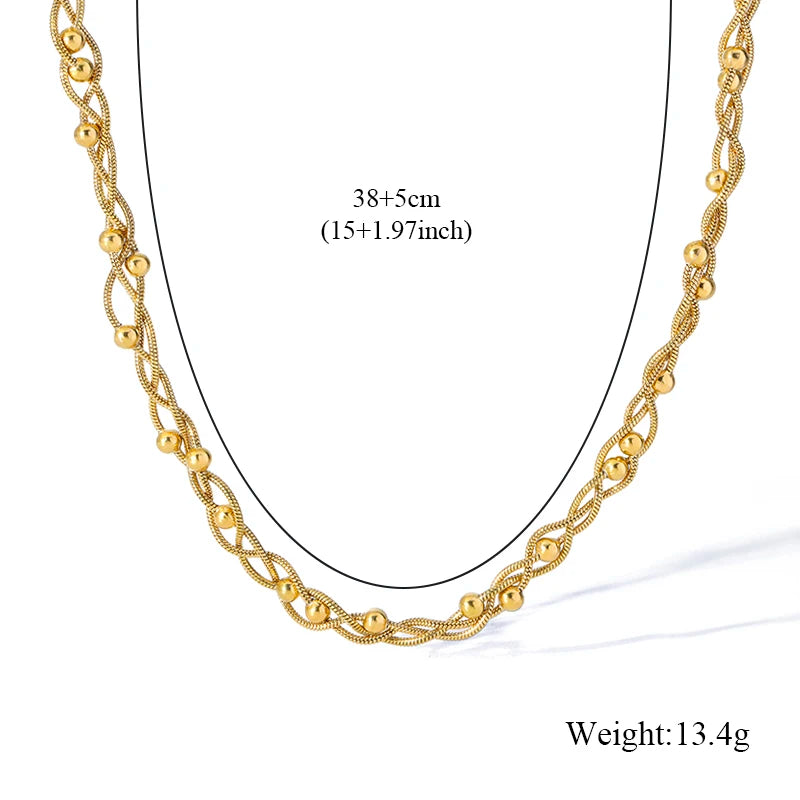 EILIECK 316L Rostfritt stål Metall Twist Wound Chain Halsband För Kvinnor Mode 18K Guldpläterad Hals Kedja Krage Smycken Bijoux