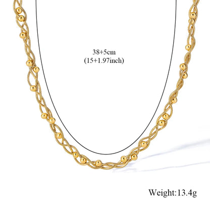 EILIECK 316L Stainless Steel Metal Twist Wound Chain Necklace For Women Fashion 18K Gold Plated Neck Chain Collar Jewelry Bijoux