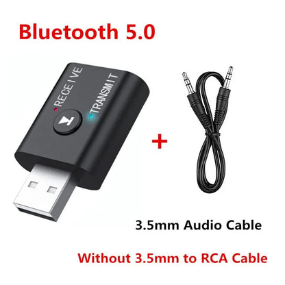 Bluetooth 5.0 Audio Transmitter Receiver 3,5 mm AUX Jack RCA USB Dongle Stereo trådlös adapter för TV Bilsats Högtalarhörlurar