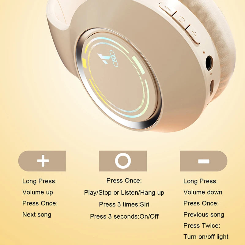 M3 Light-emitting Bluetooth Headset Folding LED Card Wireless Headset TYPE-C Charging Multi-scene Use Game Office