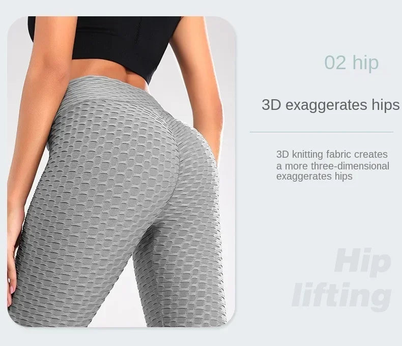 Women's High Waist Flared Yoga Pants with Bubble Hip Effect