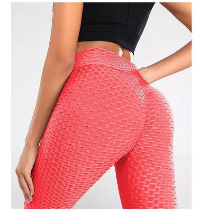 Women's High Waist Flared Yoga Pants with Bubble Hip Effect