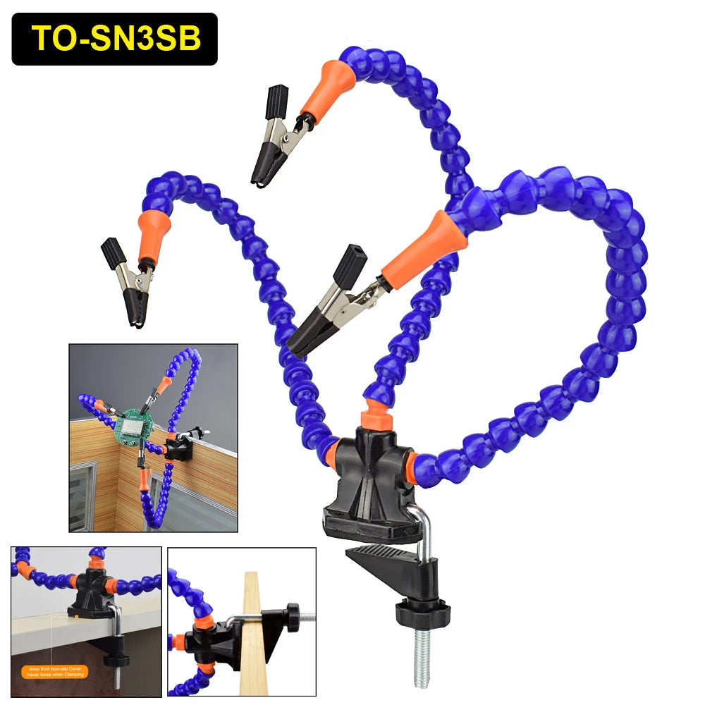 Helping Hands Third Hand Soldering Tool PCB Holder Flexible Arms with Table Clip Crafts Jewelry Hobby Workshop Helping Station