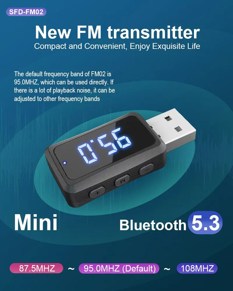 Car Bluetooth 5.3 Transmitter Receiver Handsfree Call Mini USB Power Car Kit Auto Stereo Wireless Audio Adapter For Car Fm Radio