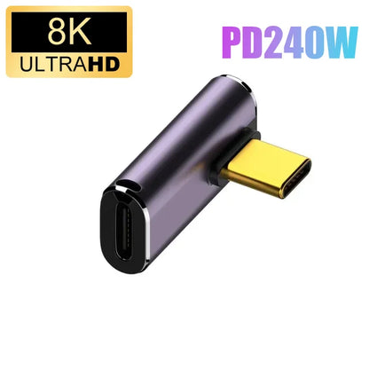 USB 4.0 PD 240W 8K 60Hz Charger Connector for Macbook 40Gbps High Speed USB C OTG U-Shape Straight Angle Male to Female Adapter