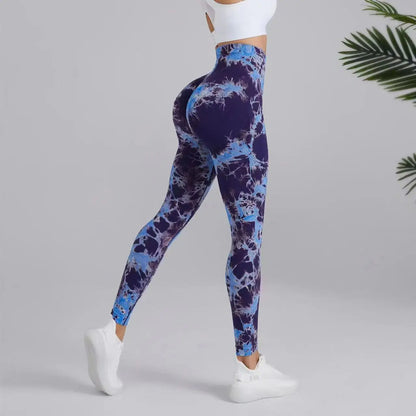 Kvinnors hög midja Tie-Dye Yoga Leggings i 26 färger