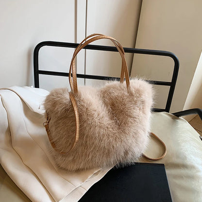 Luxury Faux Fur Bag: Winter Fluffy Crossbody, Soft Furry Plush