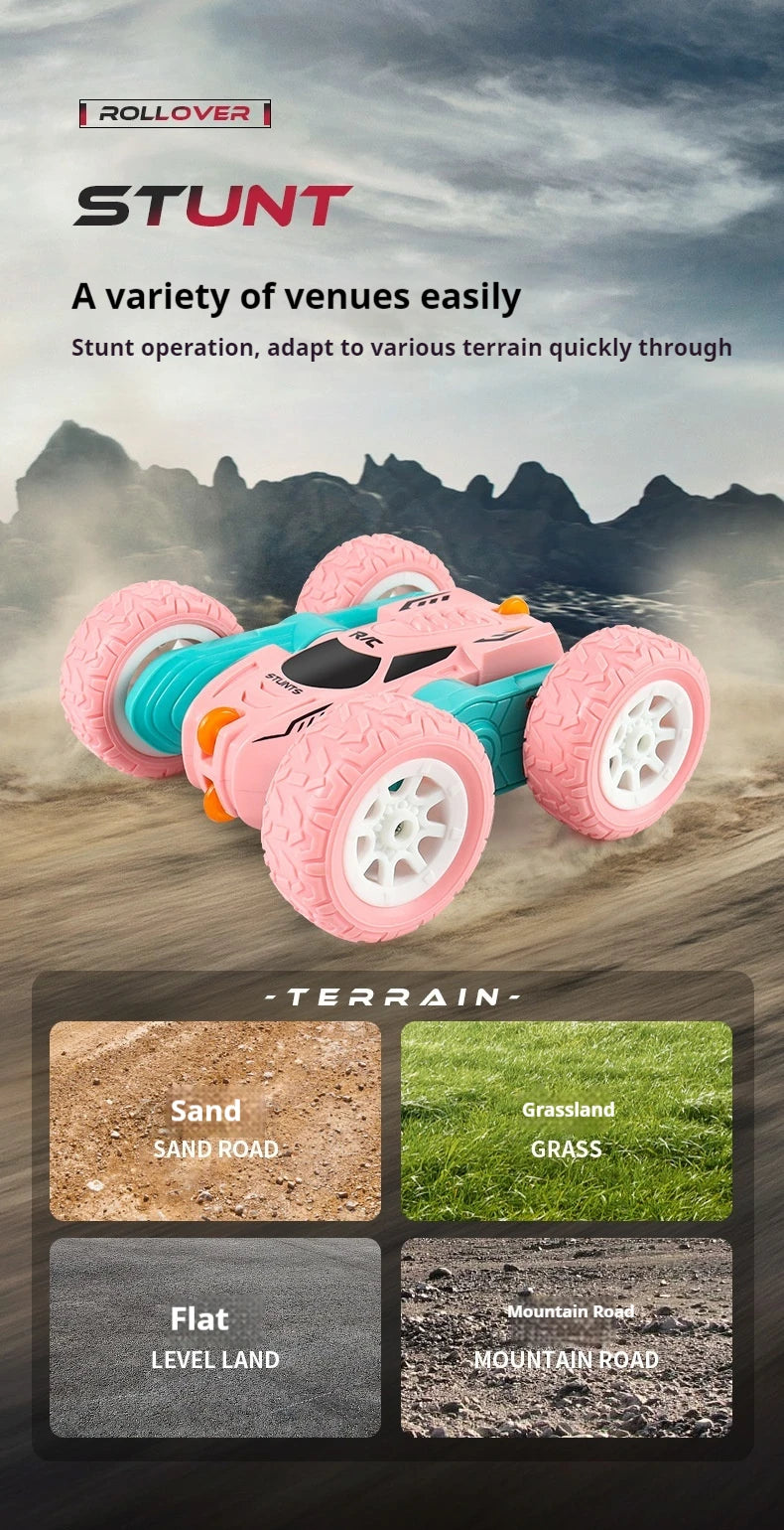 RC Car – 2.4G High-Speed Mini Double-Sided Stunt Car, 360-Degree Rotating with Lights, Remote Control Toy for Children