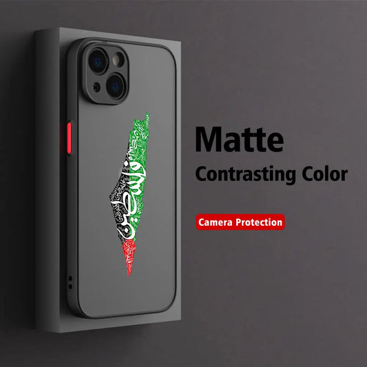 Matt transparent bakfodral för iPhone: Palestine Flag Map Passport Cover