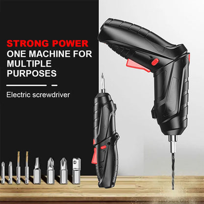 2/47pcs 3.6V Screwdriver Kit Rechargeable Lithium Battery Cordless Electric Screwdriver Drill Kit Folding Home Power Tools