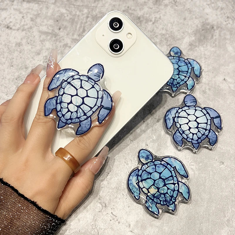 Korean Cute Turtle Dolphin Telefonhållare Griptok Finger Ring Support För iPhone Samsung Fodral Grip Tok Socket Bracket Girl Present