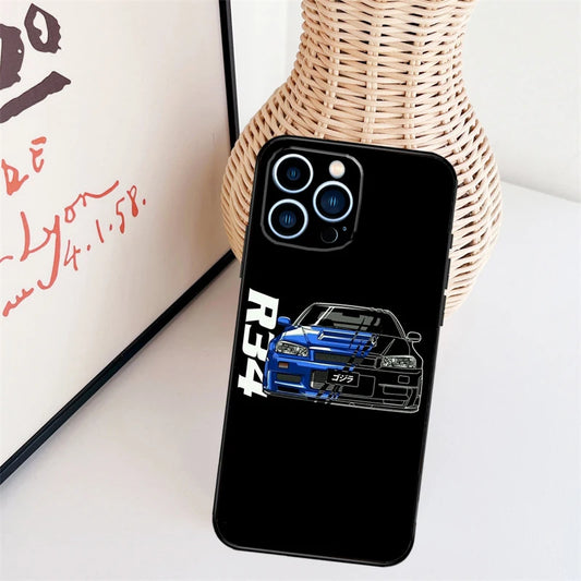 Skyline GTR R34 Fodral För iPhone 11 12 13 14 16 15 Pro Max Mini X XS Max XR Plus Cover Coque