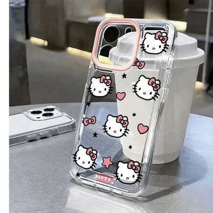 Clear Transparent Phone Case with Cartoon Hello Kitty Design for iPhone 16PLus