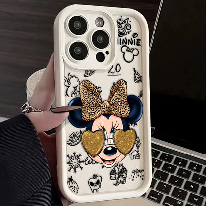 Minnie Disney Mus för iPhone 15 14 13 12 11 Pro Max XS Max X XR 7 8 Plus 6S 5S Liquid Eye Ladder Telefonfodral