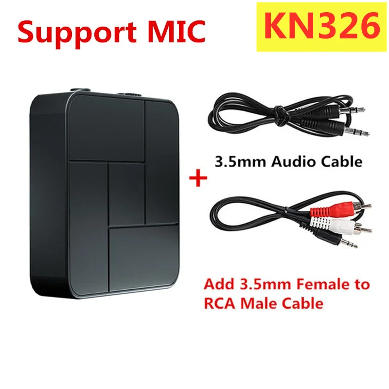 KN319 Bluetooth-sändaremottagare 2 i 1 Stereo Audio Receiver Converter Trådlös Adapter Med RCA 3,5MM AUX För Bil TV PC