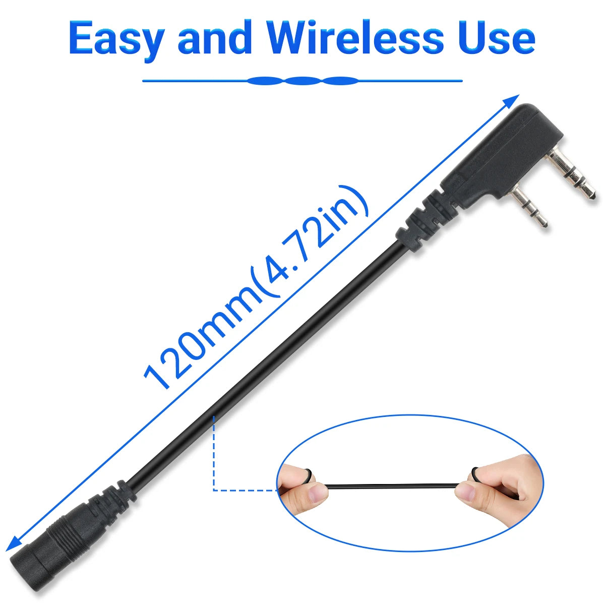 BAOFENG 2-stift till 3,5 mm Quansheng Walkie Talkies Hörsnäcka Adapter Headset Adapter Kabel Kompatibel med BAOFENG UV-5R APPI