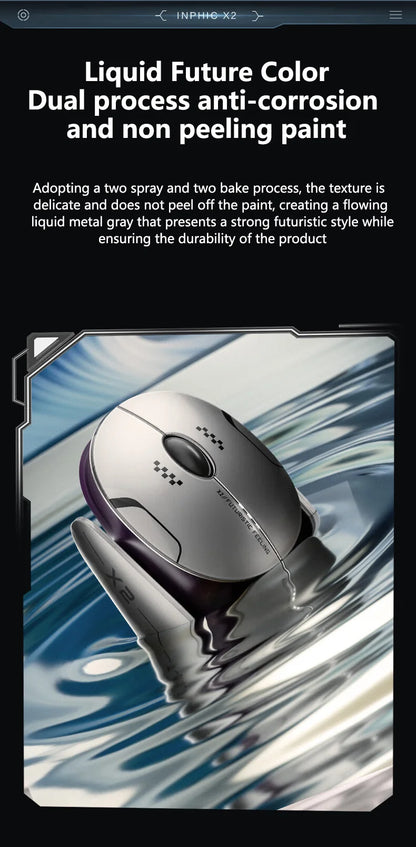 Inp X2 Silent Bluetooth Mouse Metal Base Rechargeable Wireless Gaming Mouse For Computer Laptop Office Game