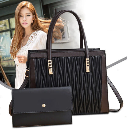 TRAVEASY Bag: Pleated PU Leather, Business