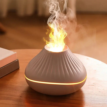 Volcanic Aroma Diffuser – 160ml USB Essential Oil Lamp with Color Flame Night Light