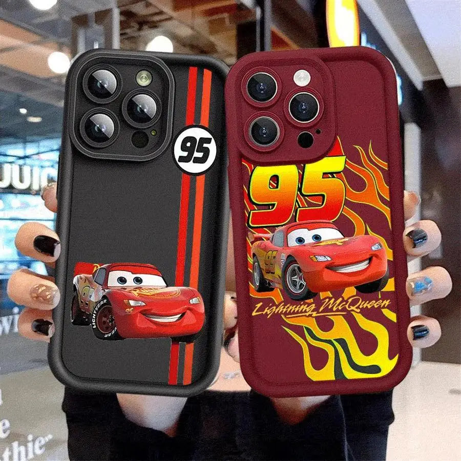 Lightning McQueen telefonfodral för Apple iPhone 16 11 13 15 12 14 Pro Max 7 XR X XS 13 12 Mini 14 Plus 8 SE Silikonskydd