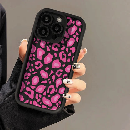 Black & Pink Phone Case Leopard soft Shell Shockproof For iPhone