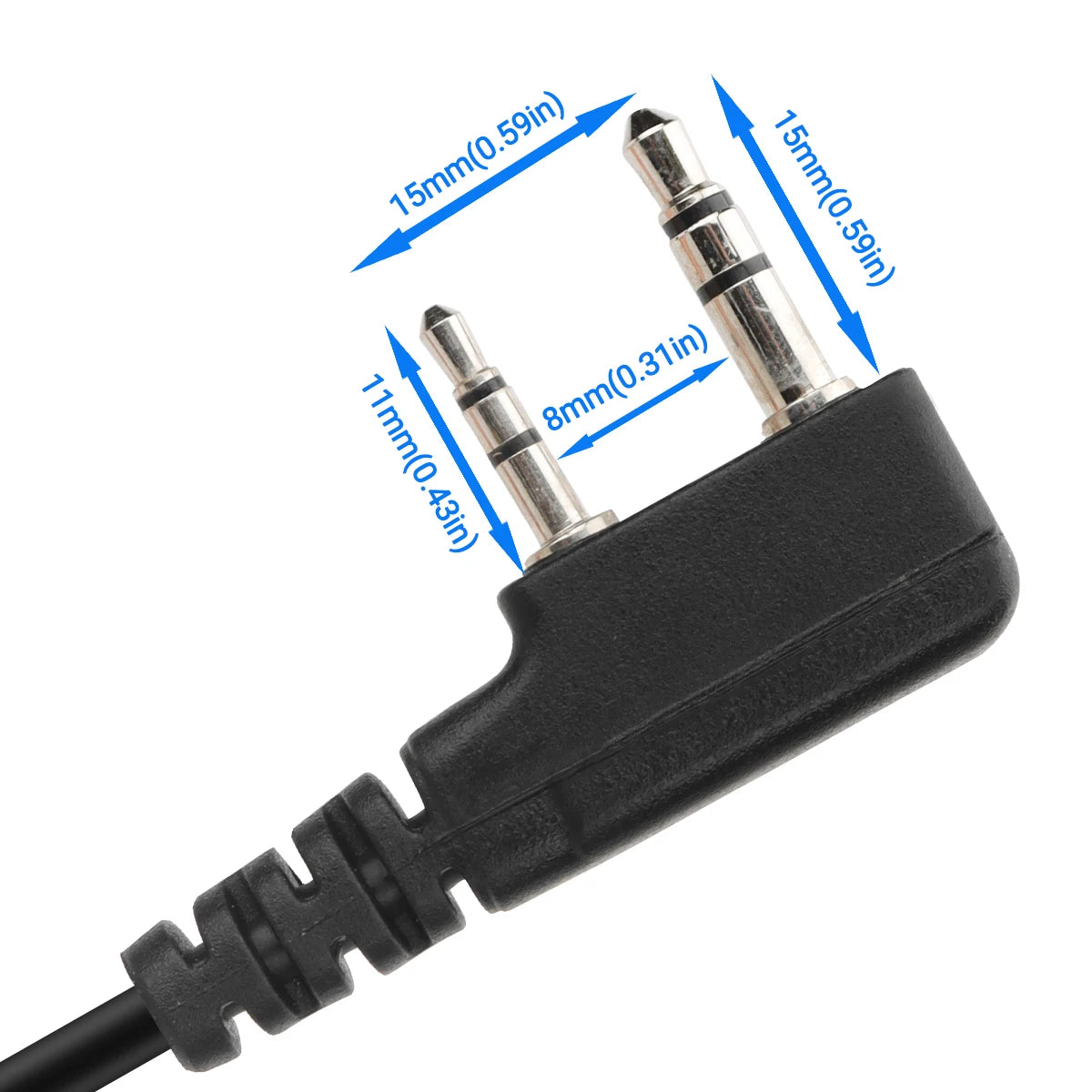 BAOFENG 2-stift till 3,5 mm Quansheng Walkie Talkies Hörsnäcka Adapter Headset Adapter Kabel Kompatibel med BAOFENG UV-5R APPI