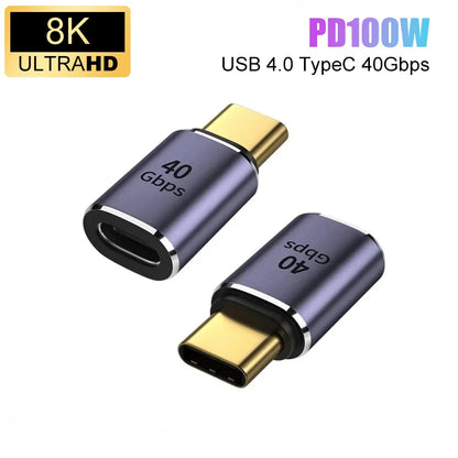 USB 4.0 PD 100W 8K 60Hz Charger Connector for Macbook 40Gbps High Speed USB C OTG U-Shape Straight Angle Male to Female Adapter