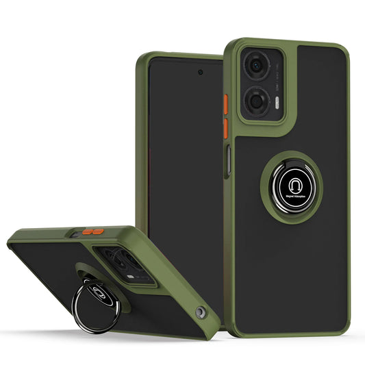 Army Green Hight qualitet Magnetic Ring Matte Phone Case for Motorola 5G