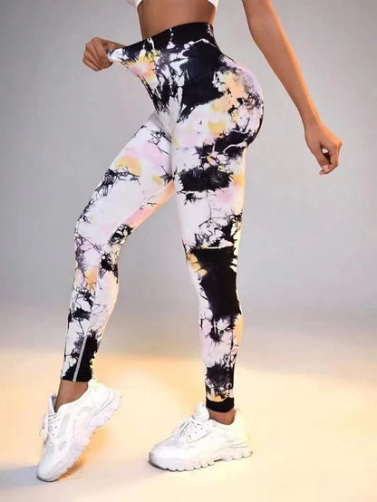 Kvinnors hög midja Tie-Dye Yoga Leggings i 26 färger