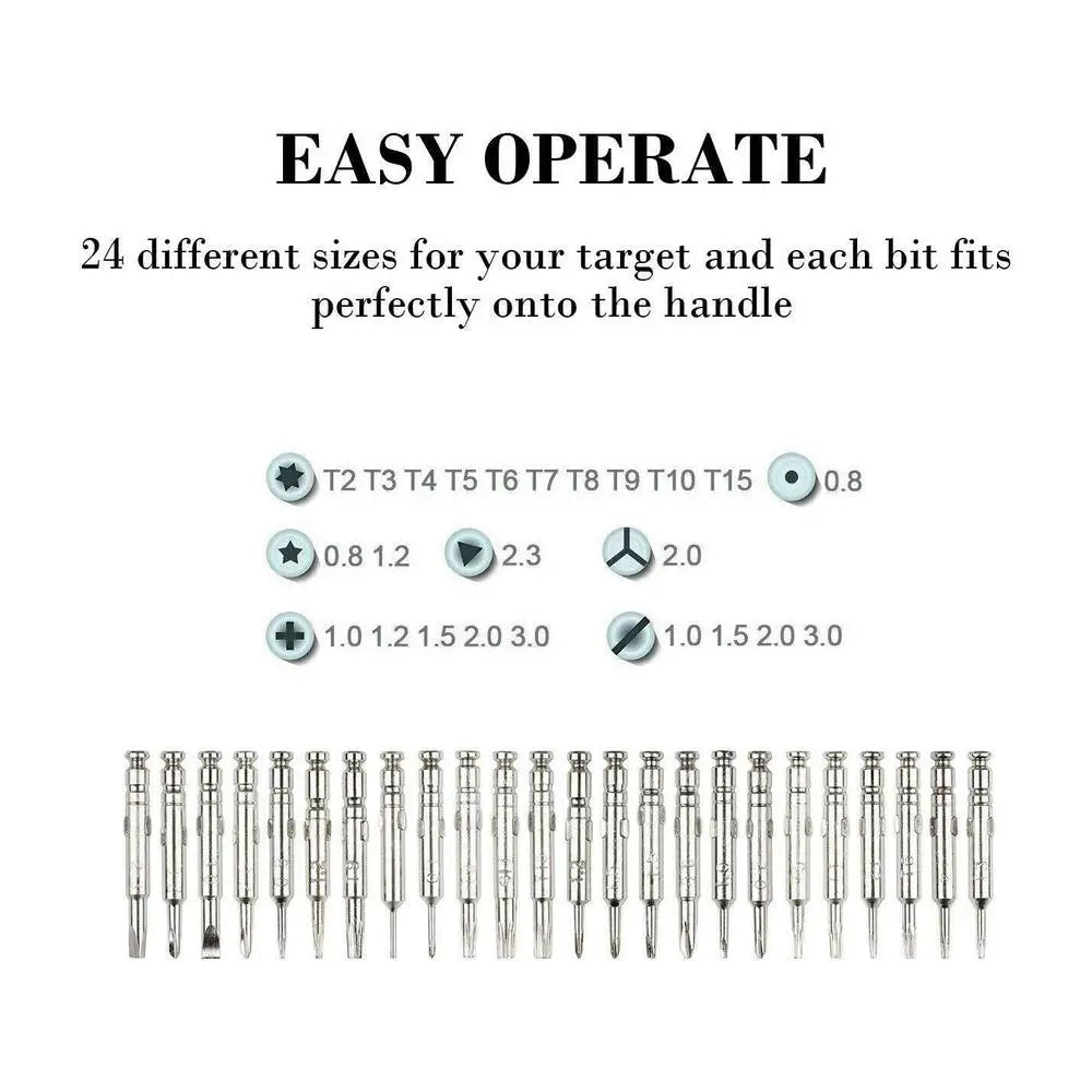 Small Screwdriver Set 25 in 1 Magnetic Screwdriver Bits Torx Precision Bits Repair Tools for Eyeglass Phone Watch Laptop Camera