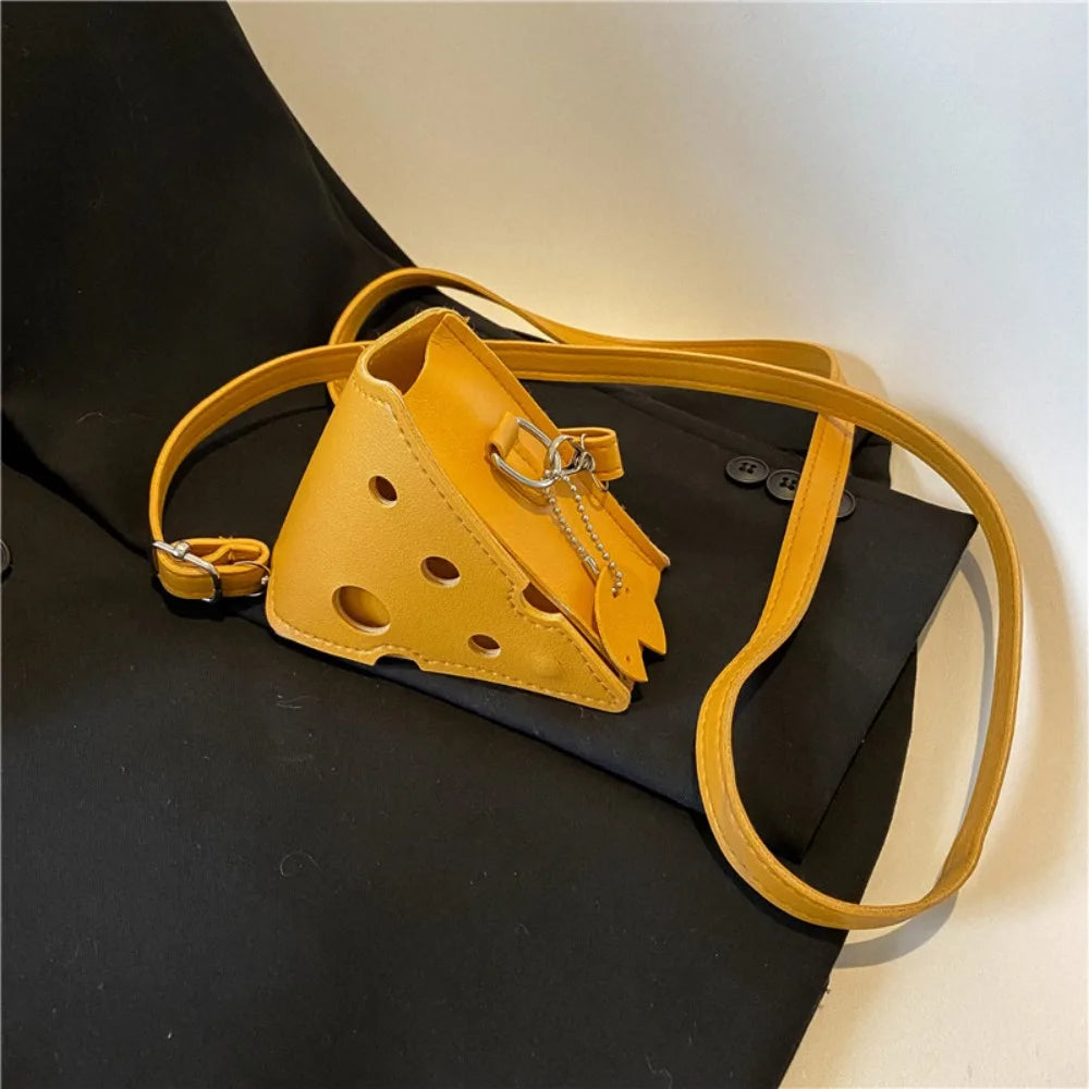 Women's Mini PU Leather Bags - Cute Triangle & Square Cheese-Shaped Earphone and Lipstick Crossbody Shoulder Purses