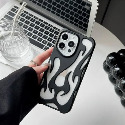 Nytt 3D Flame Pattern Hollow Slim Shockproof Case för iPhone