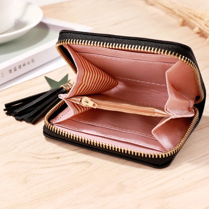 2024 Women Small Wallet: Mini Tassel, PU Leather, Coin Purse