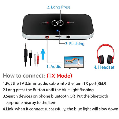 B6 2 IN 1 Bluetooth 5.3 Audio Transmitter Receiver 3.5mm AUX Jack RCA USB Dongle Musik trådlös adapter för bil PC TV Hörlurar