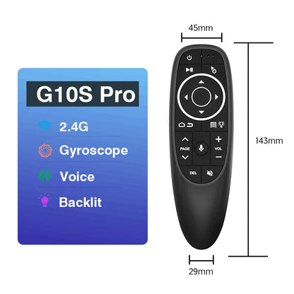 G10S Universal Voice Remote Control 2.4G trådlös bakgrundsbelyst IR-inlärning med Gyroscope Air Mouse Control för Android TV PC