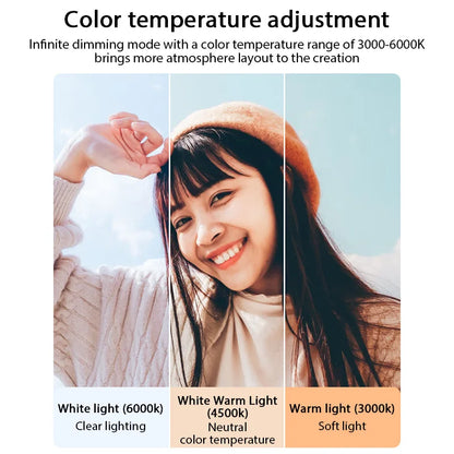 Photo Studio LED 3000K-6000 KMcoplus Video Fill Lamp Light Panel Photography Lighting for Live Streaming Youbube RGB Filter