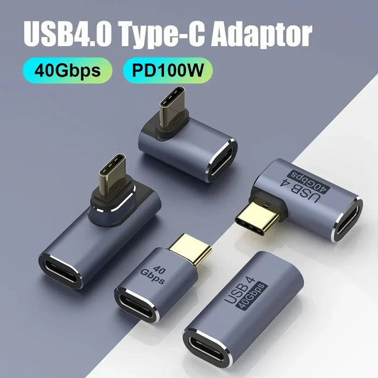 USB 4.0 PD 100W 8K 60Hz laddare kontakt för Macbook 40Gbps höghastighets USB C OTG U-form rak vinkel hane till hona adapter