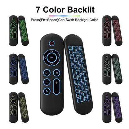 2.4G BT 5.2 Remote Control Wireless Gyroscope Air Mouse 7 Color Backlight USB Receiver Mini Keyboard for Android Smart TV Box PC