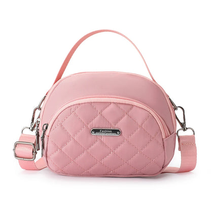 Women’s One-Shoulder Crossbody Bag – Casual Nylon Grid Mini Mobile Phone Bag