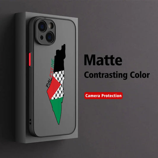 Matt transparent bakfodral för iPhone: Palestine Flag Map Passport Cover