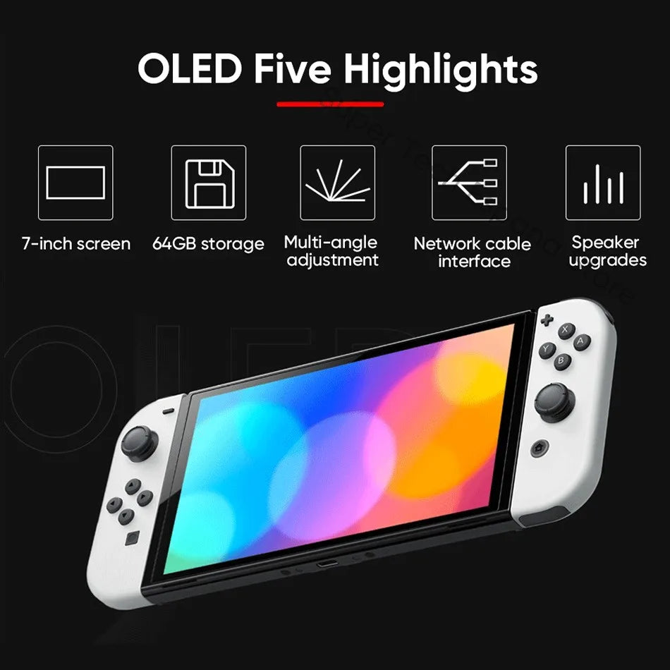 Nintendo Switch OLED Model 7 Inch Screen Joy‑Con Handle Enhanced Audio Adjustable Console Stable TV Mode Video Game