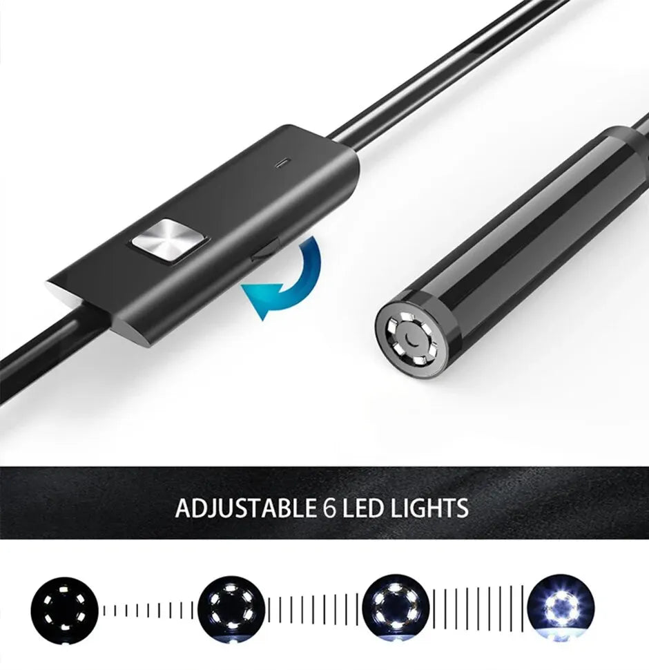 7.0MM TYPE-C endoskopkamera IP67 Vattentät 6 lysdioder Justerbar USB Android Flexibel inspektion Borescope kameror för telefon PC