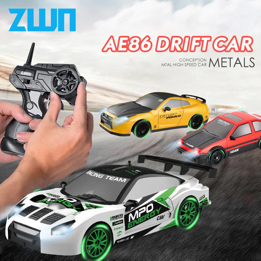 2.4G RC CAR With LED Light 4WD Remote Control Drift Cars Professional Racing Toys GTR Model AE86 for Children Christmas Gifts