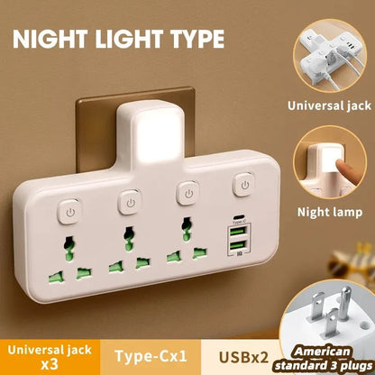 EU UK AU US Plug AC Outlet Power Strip Multiprise Vägguttag Universal Nätverksfilter USB Cherger Separat Switch Ljusadapter