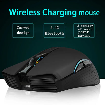 Rechargeable Computer Mouse Dual Mode Bluetooth+2.4Ghz Wireless USB Mouse 2400DPI Optical Gaming Mouse Gamer Mice for PC Laptop